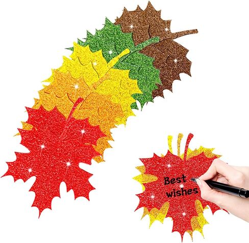 Fall Maple Leaves Cutouts, Autumn Glitter Leaf Paper Die Cuts Colorful Artificial Confetti Cardboard for Bulletin Board Classroom Thanksgiving Party Cutting Decor Supplies (10 PCS, 5 Colors) in Saudi Arabia