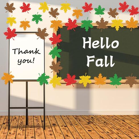 Fall Maple Leaves Cutouts, Autumn Glitter Leaf Paper Die Cuts Colorful Artificial Confetti Cardboard for Bulletin Board Classroom Thanksgiving Party Cutting Decor Supplies (10 PCS, 5 Colors) in Saudi Arabia
