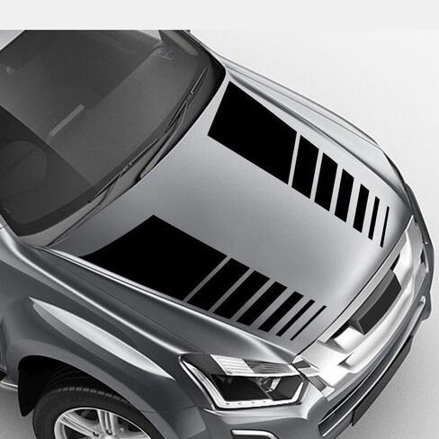 Car Decal Racing Stripes Hood Decal Vinyl Decoration Accessories Suitable for Truck Pickup SUV Vehicle Waterproof Door Body Side Decal Decoration (Style D Black) in Saudi Arabia