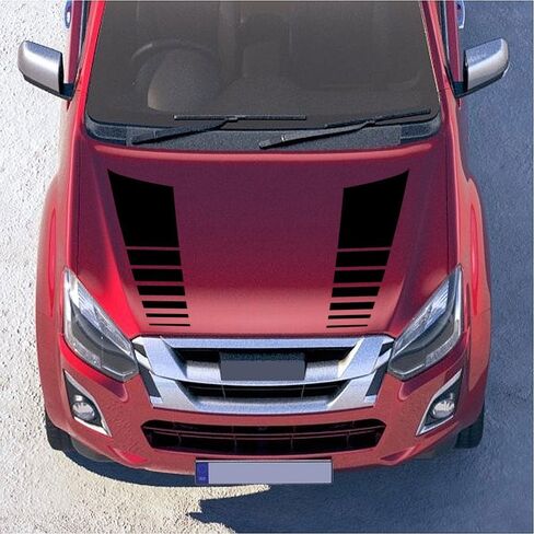 Car Decal Racing Stripes Hood Decal Vinyl Decoration Accessories Suitable for Truck Pickup SUV Vehicle Waterproof Door Body Side Decal Decoration (Style D Black) in Saudi Arabia