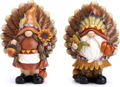 Valery Madelyn Gnomes Fall Decorations for Home, 2 Pcs Harvest Gnomes for Table Indoor Outdoor, Funny Garden Gnome Statue Thanksgiving Autumn Figurines Gifts for Room Yard Party Porch 6inch in Saudi Arabia