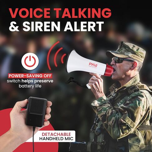 Pyle Portable Megaphone Speaker PA Bullhorn - Built-in Siren, 40W Adjustable Vol Control & 1000 Yard Range, Ideal for Any Outdoor Sports, Cheerleading Fans Coaches & Safety Drills, Black - PMP43IN in Saudi Arabia