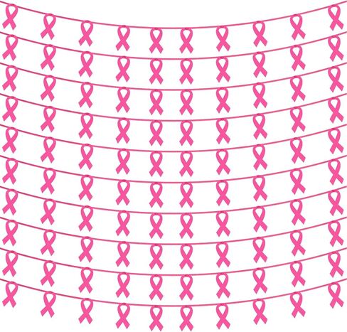 Irenare 10 Pcs 13.1 Feet Breast Cancer Banner 4 inch Pink Ribbon Felt Garland for Breast Cancer Awareness Decorations Pink Ribbon Garland Banner Decor Banner Sign Party Supplies in Saudi Arabia