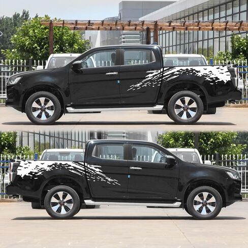 Car Decal Racing Stripes Hood Decal Vinyl Decoration Accessories Suitable for Truck Pickup SUV Vehicle Waterproof Door Body Side Decal Decoration (Style D Black) in Saudi Arabia