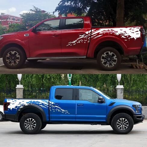 Car Decal Racing Stripes Hood Decal Vinyl Decoration Accessories Suitable for Truck Pickup SUV Vehicle Waterproof Door Body Side Decal Decoration (Style D Black) in Saudi Arabia