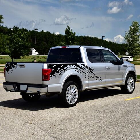 Car Decal Racing Stripes Hood Decal Vinyl Decoration Accessories Suitable for Truck Pickup SUV Vehicle Waterproof Door Body Side Decal Decoration (Style D Black) in Saudi Arabia