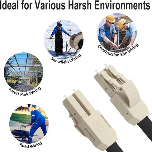 100m/326ft OM4 Fiber LC to LC Outdoor Armored Fiber Cable, Industrial TPU, Direct Burial, Duplex Multimode Fiber, 40G/100G, 50/125um, Uniboot LC to LC with Pulling Eye Kit Installed on one end, OD-5mm in Saudi Arabia