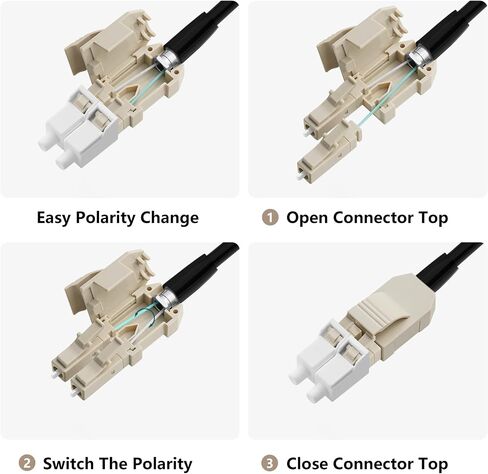 100m/326ft OM4 Fiber LC to LC Outdoor Armored Fiber Cable, Industrial TPU, Direct Burial, Duplex Multimode Fiber, 40G/100G, 50/125um, Uniboot LC to LC with Pulling Eye Kit Installed on one end, OD-5mm in Saudi Arabia