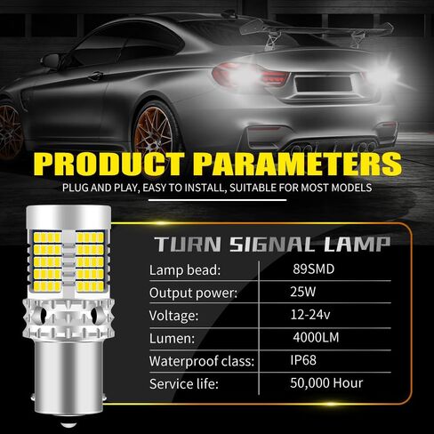 UPXSXT 2 قطعة 1157 1157 p21/5w BAY15D LED لمبة للضوء الذيل أبيض، CANBUS خالية من الأخطاء ضد فرط فلاش 2016 89SMD 4000LM مصابيح كهربائية بديلة للسيارات لأضواء الجري أثناء النهار in Saudi Arabia