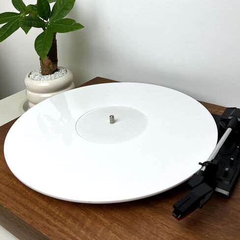 حصيرة القرص الدوار من الأكريليك الأبيض، حصيرة القرص الدوار المضادة للكهرباء الساكنة لتسجيل الفينيل LP، حصيرة الانزلاق الدوارة الممتازة لتقليل الضوضاء وتحسين جودة الصوت in Kuwait