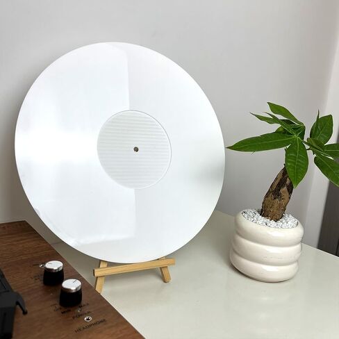 حصيرة القرص الدوار من الأكريليك الأبيض، حصيرة القرص الدوار المضادة للكهرباء الساكنة لتسجيل الفينيل LP، حصيرة الانزلاق الدوارة الممتازة لتقليل الضوضاء وتحسين جودة الصوت in Kuwait