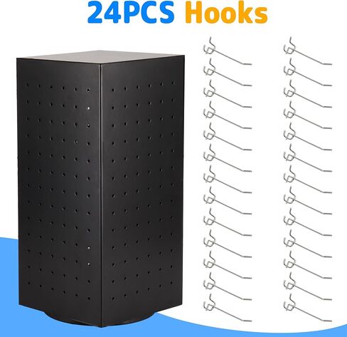 ماجي باج حامل عرض بيغبورد مع 24 خطاف، 4 جوانب دوارة لعرض الحلقان والمجوهرات، رفوف لعرض سلسلة المفاتيح والعروض الحرفية وبائعي التجزئة، 4 انش × 4 انش × 12 انش (اسود) in Kuwait