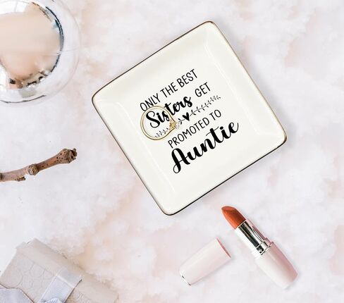 WODMIS 242-Hh-Ssp Aunt Gifts Ceramic Jewelry Tray, Only The Best Aunts Get Promoted To Great Aunt Jewelry Plate Dish, New Aunt Ring Trinket Dish, Aunt Pregnancy Announcement Gifts For,Gifts For Aunt in Saudi Arabia