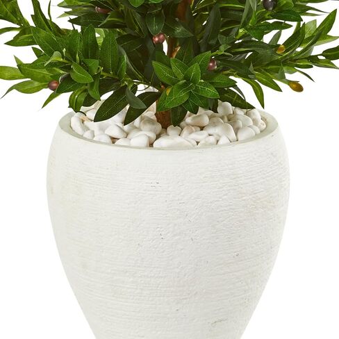 Nearly Natural 3.5ft. Olive Cone Topiary Artificial Tree in White Planter UV Resistant (Indoor/Outdoor) in Saudi Arabia