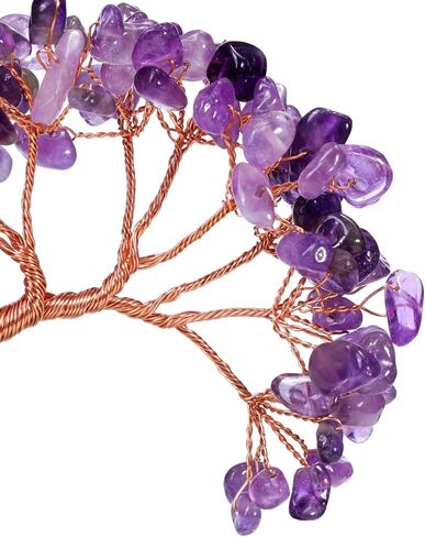 Jovivi جمشت كريستال شجرة الأرجواني بلورات الشفاء حجر شجرة المال على قاعدة شريحة العقيق مع هبط الأحجار الكريمة الأسلاك النحاسية كريستال شجرة الحياة زخرفة للمنزل مكتب مكتب فنغ شوي ديكور in Kuwait