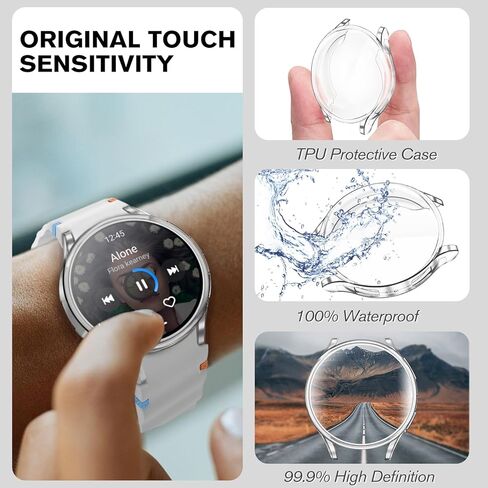 Fintie 4 Pack Cases Compatible with Samsung Galaxy Watch 8 40mm 2025, Premium Soft TPU Screen Protector All-Around Protective Bumper Shell Cover, Black/Silver/Rose Gold/Clear in Kuwait