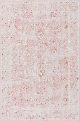 Light Pink Nursery Area Rug 6x9 for Bedroom Girls,Washable Baby Blush Pink Boho Floral Rug,Super Soft Faux Wool Machine Washable Carpet Area Rugs for Kids Room Playroom in Saudi Arabia