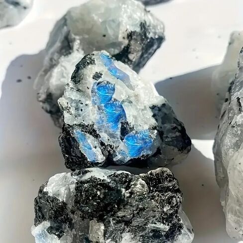 بلورات Zenkeeper Moonstone الخام وأحجار الشفاء للسقوط، أحجار كريمة خشنة لصناعة المجوهرات، والشفاء، والتأمل، والريكي (3 قطع) in Kuwait