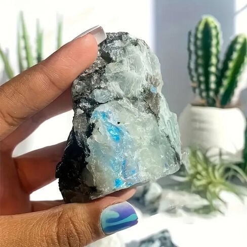 بلورات Zenkeeper Moonstone الخام وأحجار الشفاء للسقوط، أحجار كريمة خشنة لصناعة المجوهرات، والشفاء، والتأمل، والريكي (3 قطع) in Kuwait