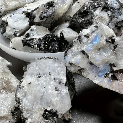 بلورات Zenkeeper Moonstone الخام وأحجار الشفاء للسقوط، أحجار كريمة خشنة لصناعة المجوهرات، والشفاء، والتأمل، والريكي (3 قطع) in Kuwait