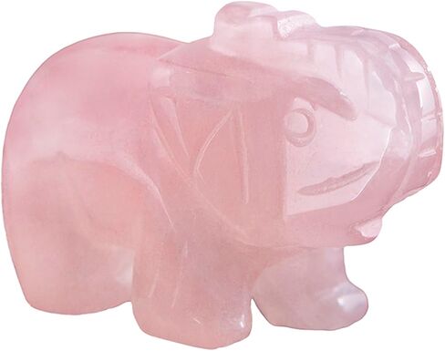 2" Elephant Decor, Elephant Statue, Natural Healing Crystal, Feng Shui Decor, Elephant Figurine, Room Home Office Desk Decor Gifts for Women Men (Rose Quartz) in Saudi Arabia