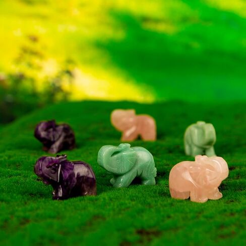 2" Elephant Decor, Elephant Statue, Natural Healing Crystal, Feng Shui Decor, Elephant Figurine, Room Home Office Desk Decor Gifts for Women Men (Rose Quartz) in Saudi Arabia