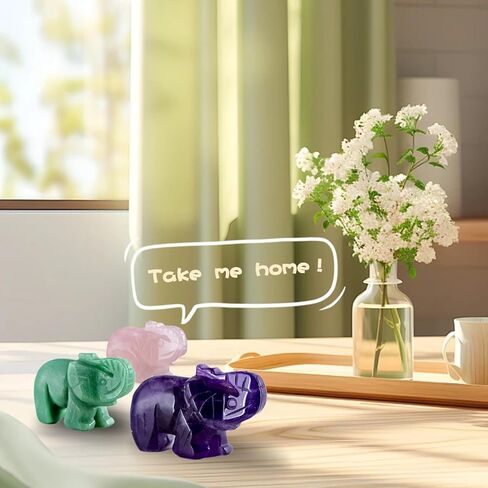 2" Elephant Decor, Elephant Statue, Natural Healing Crystal, Feng Shui Decor, Elephant Figurine, Room Home Office Desk Decor Gifts for Women Men (Green Aventurine) in Saudi Arabia