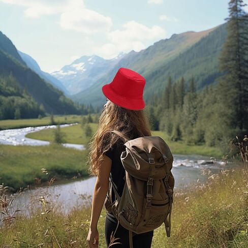 Solid Color Bucket Hat Suede Classic Fisherman Hats Winter Reversible Packable Cap, Brown in Kuwait