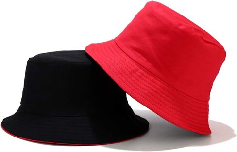Solid Color Bucket Hat Suede Classic Fisherman Hats Winter Reversible Packable Cap, Brown in Kuwait