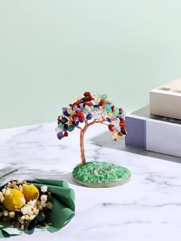 Jovivi Amethyst Crystal Tree Purple Healing Crystals Stone Money Tree on Agate Slice Base with Tumbled Gemstone Copper Wire Crystal Tree of Life Ornament for Home Office Desk Feng Shui Decor in Saudi Arabia
