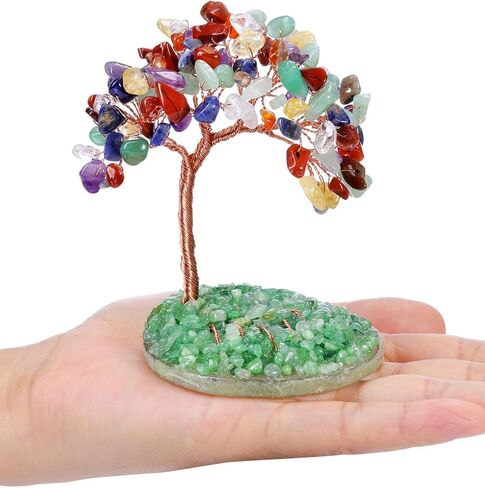 Jovivi Amethyst Crystal Tree Purple Healing Crystals Stone Money Tree on Agate Slice Base with Tumbled Gemstone Copper Wire Crystal Tree of Life Ornament for Home Office Desk Feng Shui Decor in Saudi Arabia