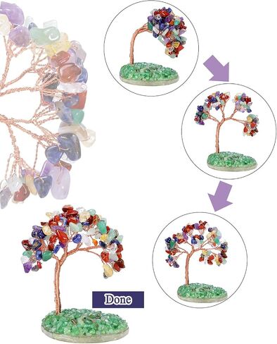 Jovivi Amethyst Crystal Tree Purple Healing Crystals Stone Money Tree on Agate Slice Base with Tumbled Gemstone Copper Wire Crystal Tree of Life Ornament for Home Office Desk Feng Shui Decor in Saudi Arabia