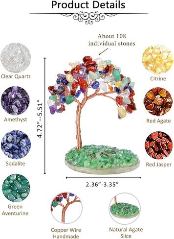 Jovivi Amethyst Crystal Tree Purple Healing Crystals Stone Money Tree on Agate Slice Base with Tumbled Gemstone Copper Wire Crystal Tree of Life Ornament for Home Office Desk Feng Shui Decor in Saudi Arabia