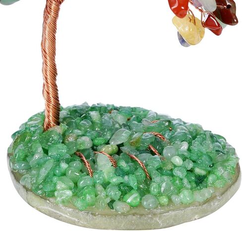 Jovivi Amethyst Crystal Tree Purple Healing Crystals Stone Money Tree on Agate Slice Base with Tumbled Gemstone Copper Wire Crystal Tree of Life Ornament for Home Office Desk Feng Shui Decor in Saudi Arabia