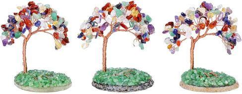 Jovivi Amethyst Crystal Tree Purple Healing Crystals Stone Money Tree on Agate Slice Base with Tumbled Gemstone Copper Wire Crystal Tree of Life Ornament for Home Office Desk Feng Shui Decor in Saudi Arabia