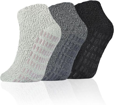 Slipper Socks Women Fuzzy Socks with Grips Men Warm Winter Non Slip Hospital Socks Youth Home Cozy Ankle Grip Socks 3/5 Pairs in Kuwait