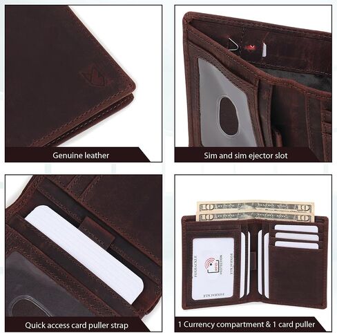 FOXHACKLE Slim Bifold Leather Wallet for Men with Secret Hidden Pocket and Coin Pocket, Dedicated SIM and Ejector Pin Slot | RFID Blocking Men’s Wallet with Separate Bill Section(Blue Tannish) in Saudi Arabia