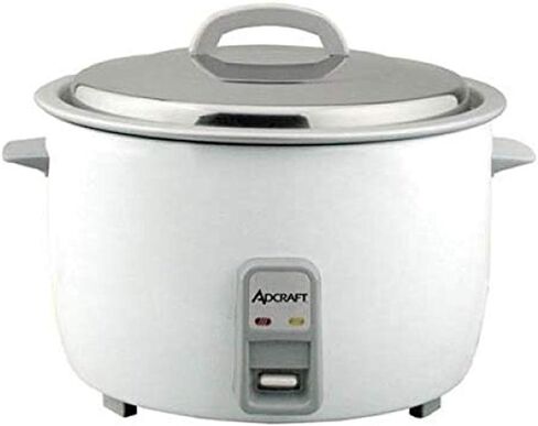 جهاز طبخ الأرز الكهربائي عالي التحمل من Adcraft بسعة 30 كوبًا وشوكة كبيرة الحجم، وغطاء من الفولاذ المقاوم للصدأ مع جزء داخلي من الألومنيوم، سعة 30 كوبًا، أبيض in Kuwait