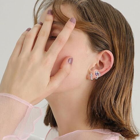 CRMAD Scottish Thistle/Daisy/Bee/Cherry Blossom/Lily Earrings for Women Sterling Silver Flower Studs Earrings Jewelry for Women in Kuwait