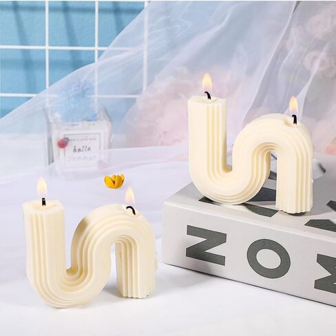 قطعتين شموع جمالية على شكل حرف U وشمعة على شكل حرف S شموع على شكل هندسي بسيط شمع الصويا شمعة معطرة شمعة ديكور فني in Kuwait