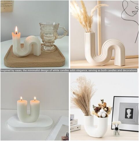 قطعتين شموع جمالية على شكل حرف U وشمعة على شكل حرف S شموع على شكل هندسي بسيط شمع الصويا شمعة معطرة شمعة ديكور فني in Kuwait