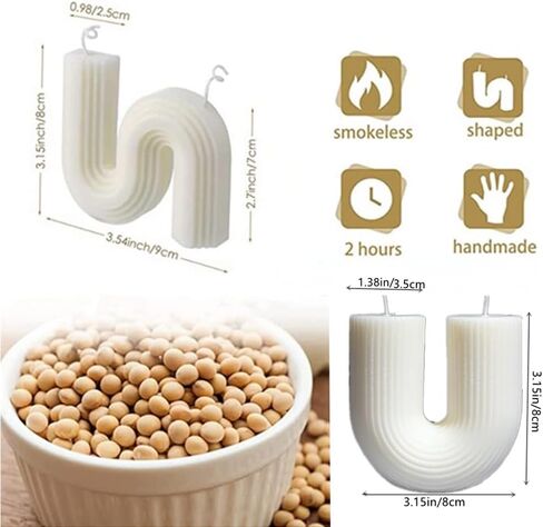 قطعتين شموع جمالية على شكل حرف U وشمعة على شكل حرف S شموع على شكل هندسي بسيط شمع الصويا شمعة معطرة شمعة ديكور فني in Kuwait