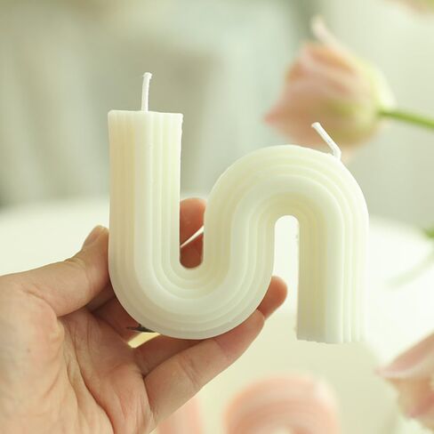 قطعتين شموع جمالية على شكل حرف U وشمعة على شكل حرف S شموع على شكل هندسي بسيط شمع الصويا شمعة معطرة شمعة ديكور فني in Kuwait
