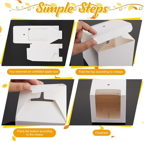 100 Pcs Candy Apple Boxes with Hole Caramel Apple Boxes 4 x 4 x 4 Inch Apple Gift Box Cookies Chocolate Apple Container with Clear Window for Harvest Autumn Party Wedding Baby Shower (Black) in Saudi Arabia