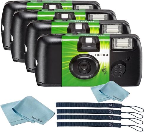 Fujifilm QuickSnap Flash 400 Disposable 35mm Camera • 2 Pack • 2 Hand Straps • BluebirdSales Microfiber Cleaning Cloth in Saudi Arabia