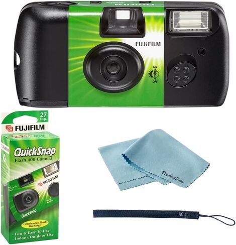 Fujifilm QuickSnap Flash 400 Disposable 35mm Camera • 2 Pack • 2 Hand Straps • BluebirdSales Microfiber Cleaning Cloth in Saudi Arabia