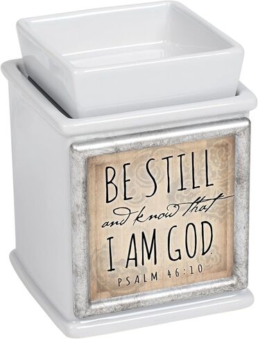 Elanze Designs Be Still Know Ceramic Slate Grey Interchangeable Photo Frame Candle Wax Oil Warmer in Saudi Arabia