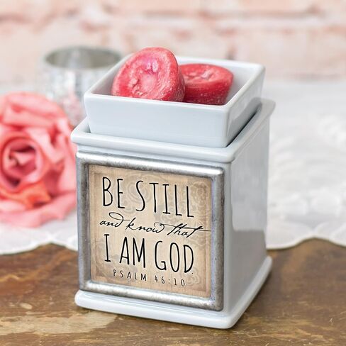 Elanze Designs Be Still Know Ceramic Slate Grey Interchangeable Photo Frame Candle Wax Oil Warmer in Saudi Arabia