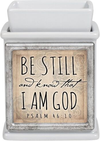 Elanze Designs Be Still Know Ceramic Slate Grey Interchangeable Photo Frame Candle Wax Oil Warmer in Saudi Arabia