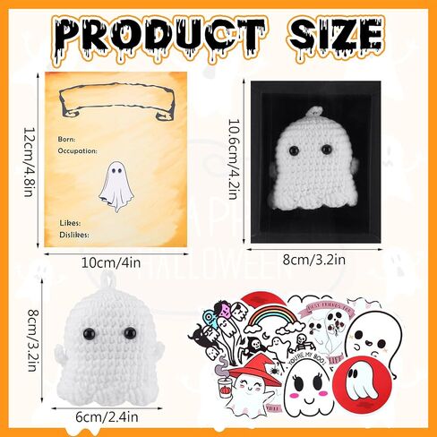Adopt a Ghost in a Gift Box 2024 New Cute Little Pocket Ghost Mini Knitted Ghost Doll with a Tiny Scroll 3 Creative Ghost Funny Sticker Gift for Halloween Decoration Lover Ghost Story Friends Family in Saudi Arabia